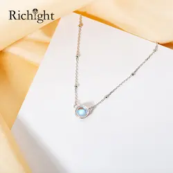 Модные синие хрустальный кулон из драгоценного камня Цепочки и ожерелья 100% S925 Серебряная цепочка Цепочки и ожерелья 40 см для Для женщин