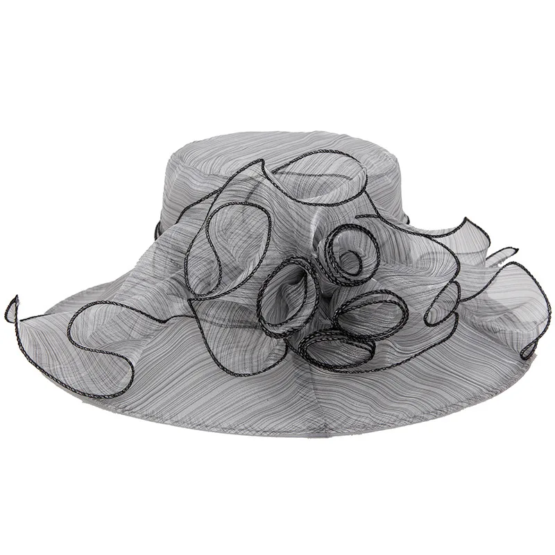 

Brand Fashion Organza 2019 womens Fedoras Wedding photo Top hat Sun protection sunshade Summer cool hat travel sun hat