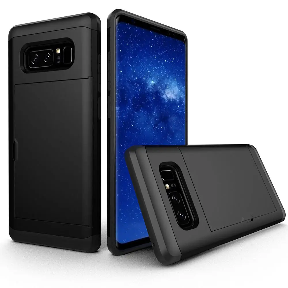 Защитный чехол для samsung Galaxy Note 9, 8, 10 Plus, S6, S7, слот для карт, чехол для samsung S9, S8 Plus, S7, S6 Edge, S10E - Цвет: Black