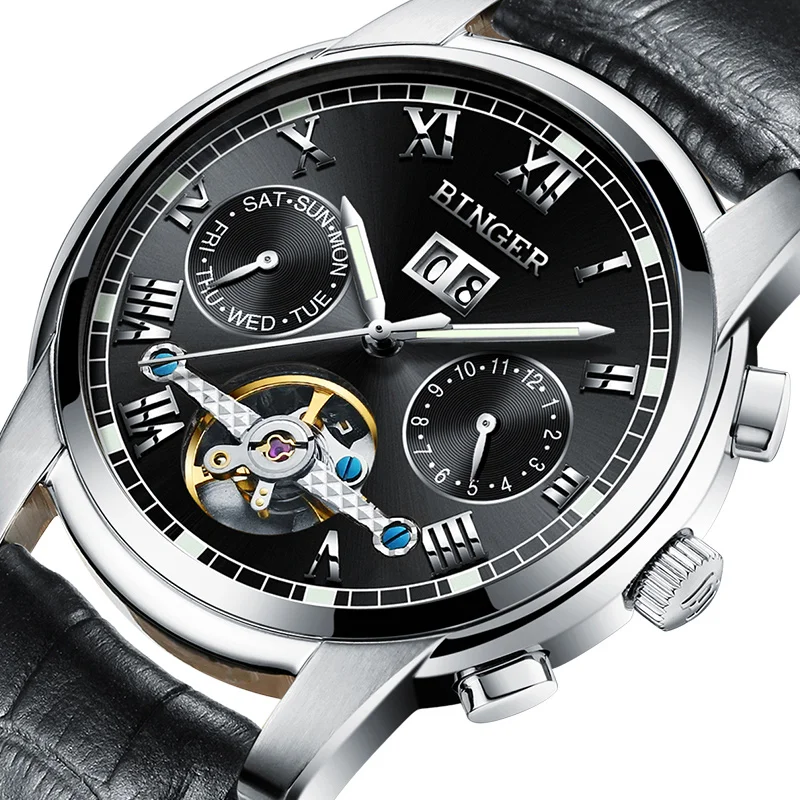

New Switzerland Mechanical Watch Men Wrist Sapphire Binger Luxury Brand Waterproof Watches Male Wrist Sapphire Clock B8601-4
