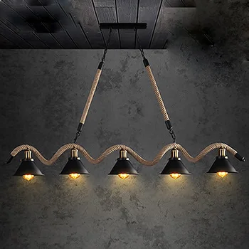 

Loft vintage industrial style led five restaurant bar counter lamp American bar coffee shop snack rope chandelier lighting