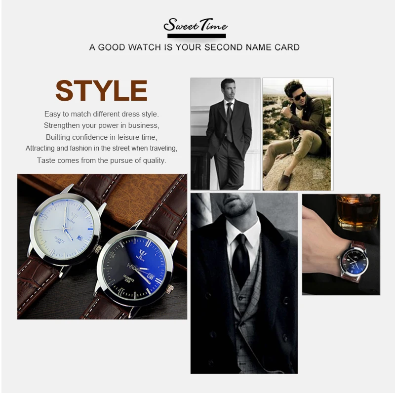 YAZOLE мужские часы от ведущего бренда, роскошные часы с синим стеклом, мужские часы, кожаные модные часы, часы Saat Relogio Masculino Reloj
