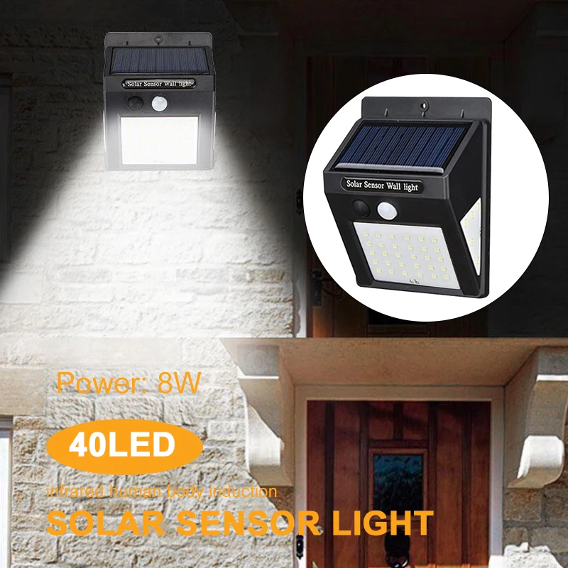 

Eco-Friendly Street Lamp Solar 40LED Motion Sensor Waterproof 8W Home Light Controlled Fence Light Security Lamp Outdoor