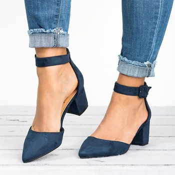 

Low Heels Pumps Women Sandals 2019 Ankle Strap Casual Summer Shoes Female Size 43 Block Heels Women Shoes Zapatos De Mujer