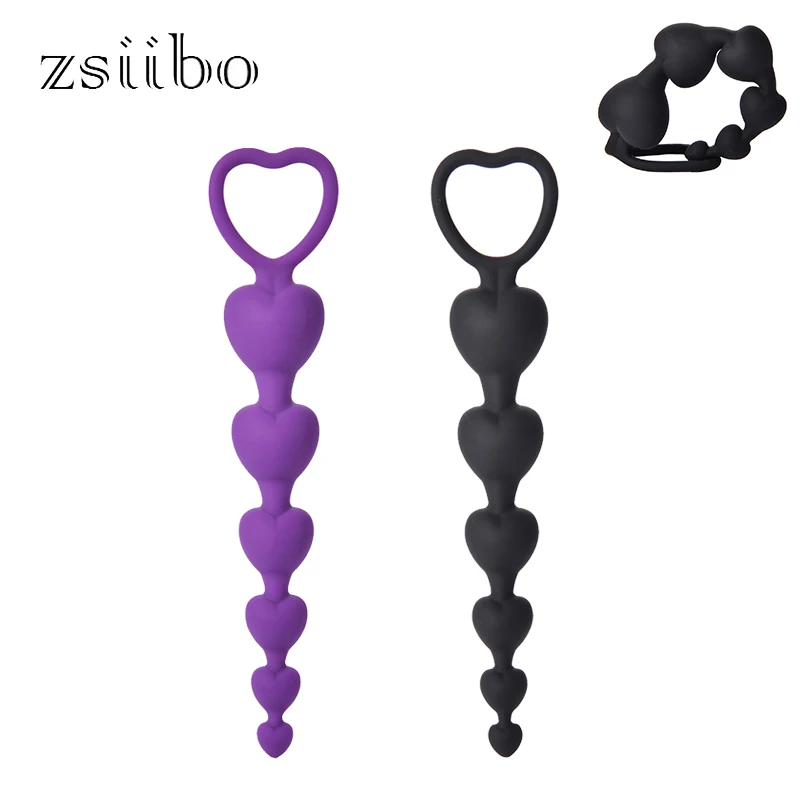 Silicone 6 Anal Beads Butt Plug Dilator with Pull Ring Easy to Thrust and Twist Expander Vibrant Adult Erotic Toys QQGS08