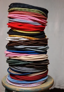 

50m/lot DHL Free Shipping 2x0.75mm2 Edison lamp wire Color braided wire Braided plug wire vintage chandelier lamp wire