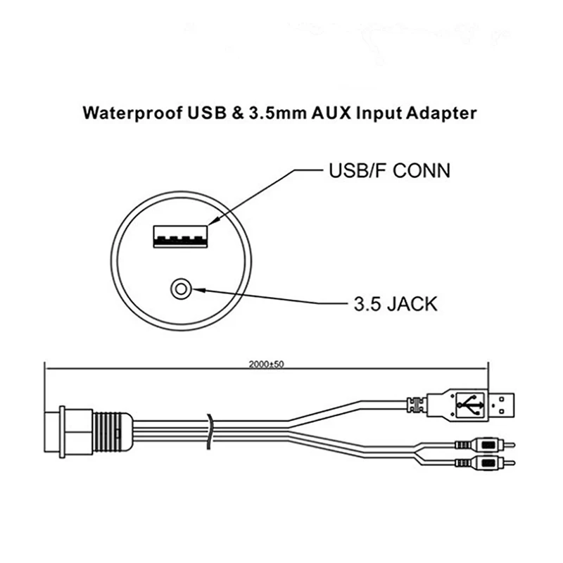 HASDA морской водонепроницаемый удлинитель аудио кабель стерео Лодка Автомобильный Универсальный 3,5 мм RCA AUX USB интерфейсный кабель порт ATV UTV