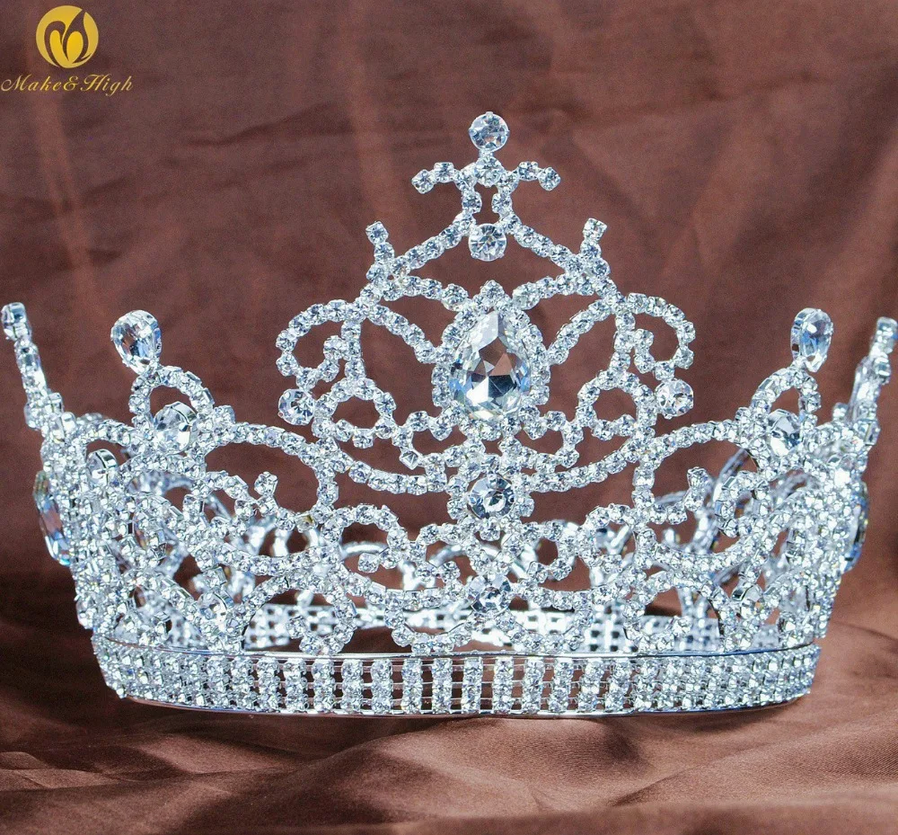 

Handmade Large 5.5" Crown and Tiaras Austrian Rhinestones Crystal Miss Diadem Pageant Wedding Bridal Costumes Hair Jewely 02449