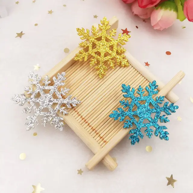 Buy 16pcs 42mm Glitter Christmas Snowflakes Composite Gold Powder Cloth Appliques Wedding Making Craft Supplies A92 Online