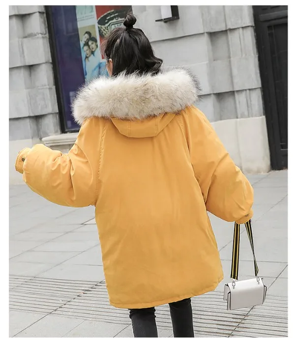 Fashion Thicken Women's Winter Long Coat With Fur Hooded Big Pockets Women Overcoat Oversize Warm Womens Parkas YT50147
