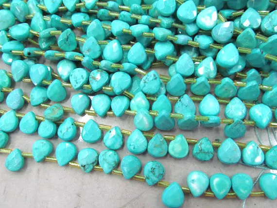 

Top Drilled -- 2strands 7x10mm high quality turquoise DIY teardrop drop faceted loose bead