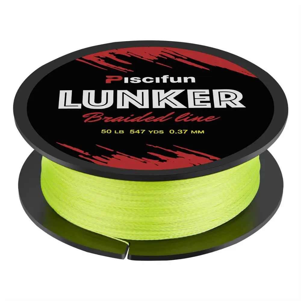 Piscifun Lunker 500 м рыболовная леска, плетеная, прочная, из Нидерландов, PE волокно, 0,06-0,5 мм, 6-80LB, 4 нити, многофиламентная леска - Цвет: Yellow