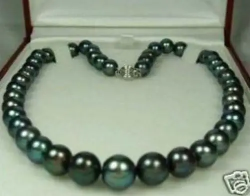 

10-11MM TAHITIAN AAA+++ BLACK Pearl Necklace 18 INCH@