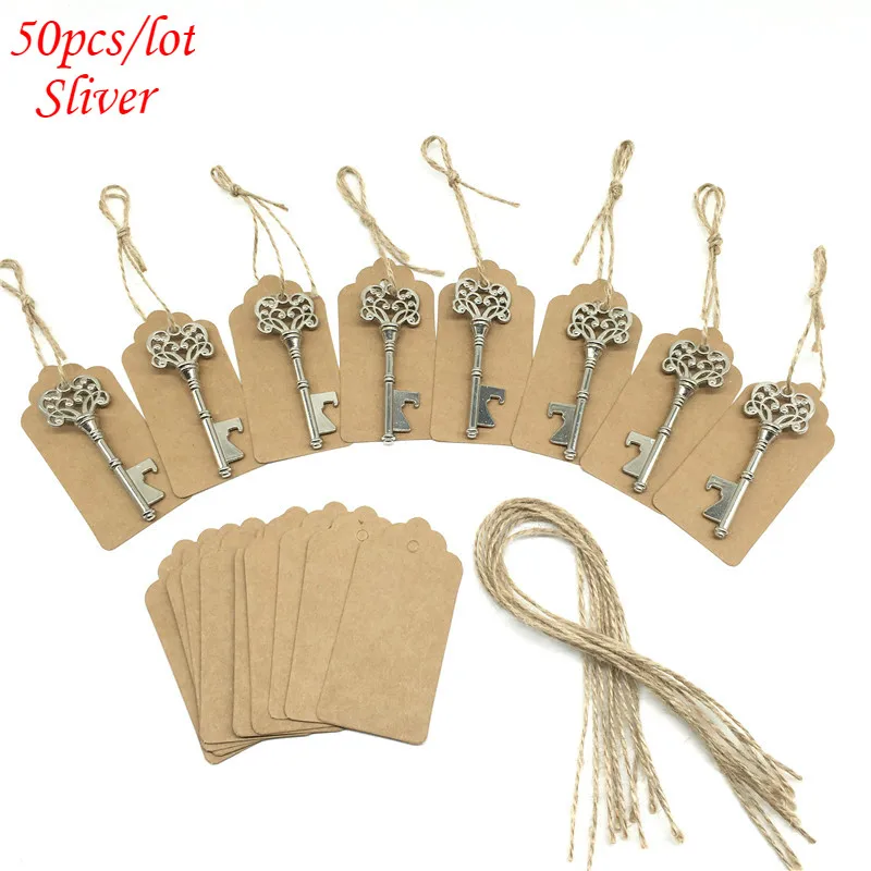 

50set/lot Sliver Key Shaped Beer Bottle Opener Wedding Favor Souvenir Anniversary Party Gift Wine Opening Tools Drop Shipping