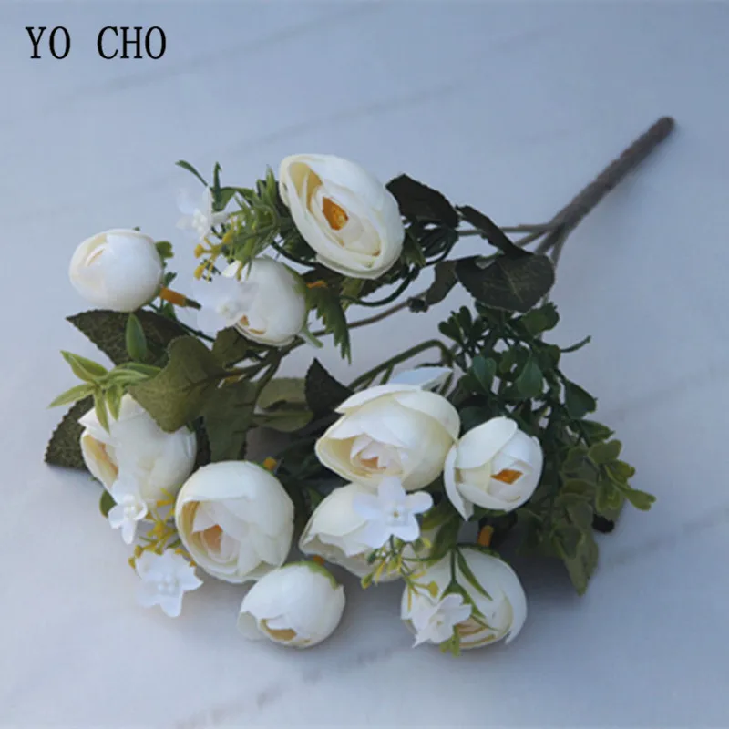 Йо Чо подружки невесты Свадебный букет невесты букет из камелий 10 головок искусственный шелк роза DIY цветочный узор украшения для