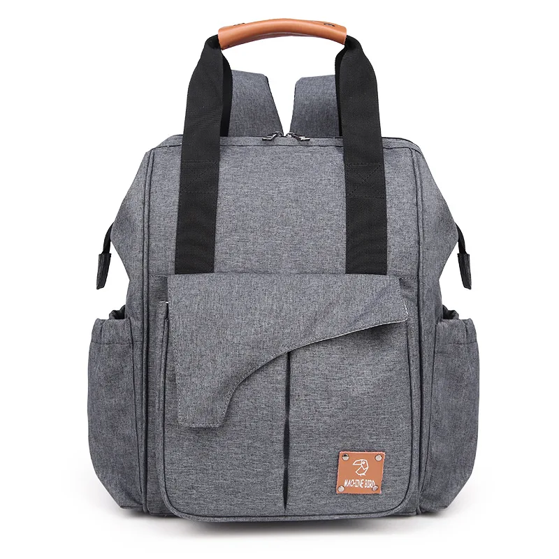 Сумка для детских подгузников, рюкзак, Набор сумок для подгузников, большая емкость, водонепроницаемая, для мам, для мам, для путешествий, для кормления, сумка для коляски - Цвет: grey