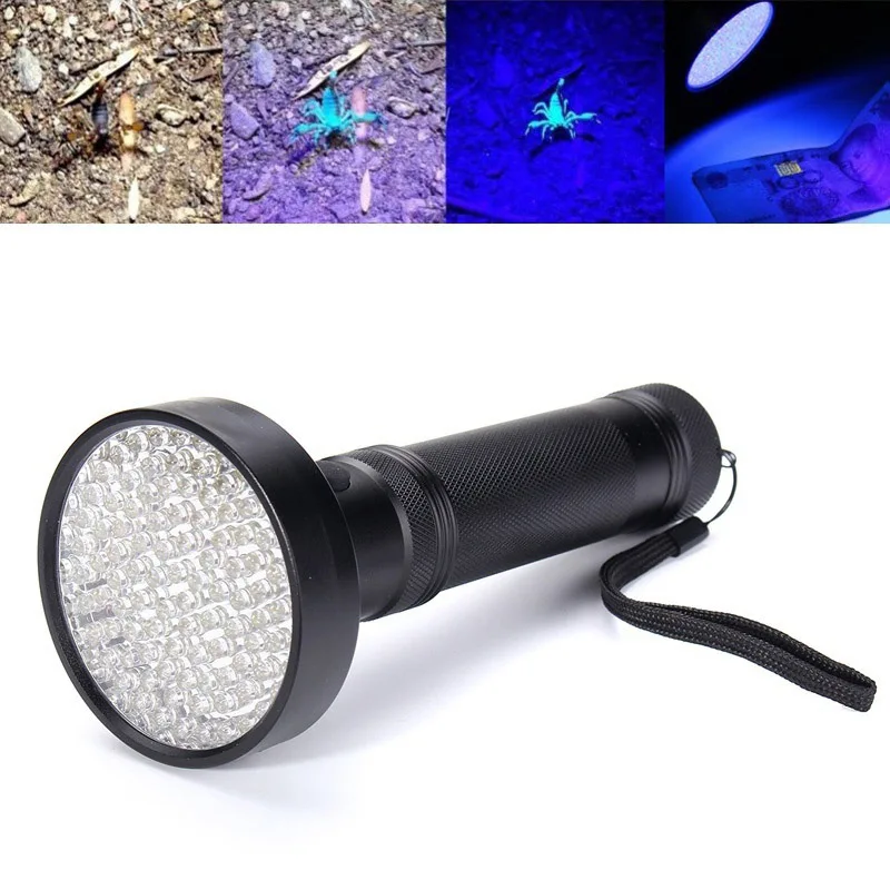 

Flashlight Torch Violet Lamp 100 LED Inspection Light UV Ultra Outdoor Blacklight JA55
