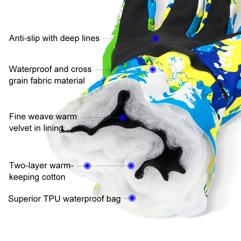 COPOZZ мужские, женские, для мальчиков и девочек, детские лыжные перчатки, перчатки для сноуборда, мотоциклетные, зимние, лыжные, альпинистские, водонепроницаемые, зимние перчатки