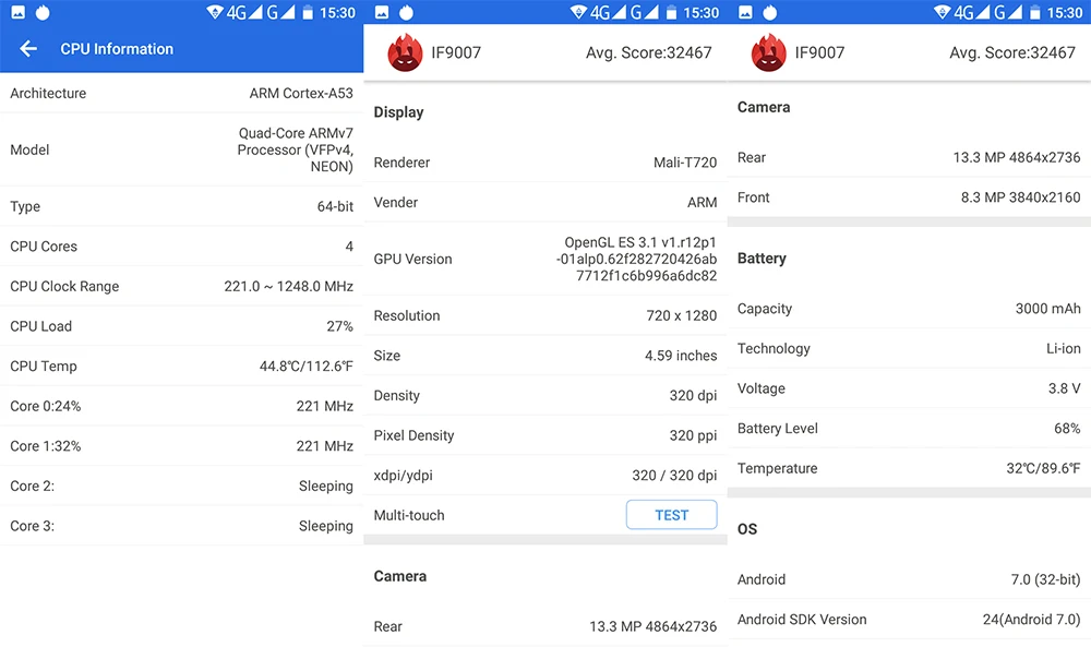 Infocus A3 мобильного телефона 5,2 "LTE 4G смартфон 2 GB + 16 GB 3050 mAh Quad core телефоны отпечатков пальцев двойной пришел Android 7,0 сотовые телефоны