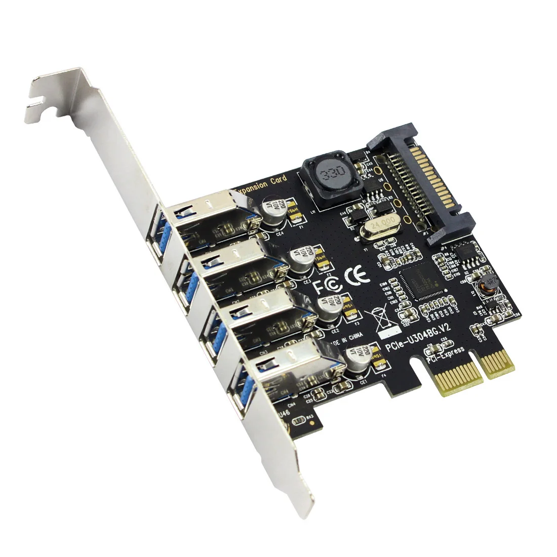 4 порта USB3.0 плата расширения PCI-E PCI Express USB 3,0 адаптер конвертер для PCIE x1 x4 x8 x16 для Windows 7/8/8,1/10/XP/Vista