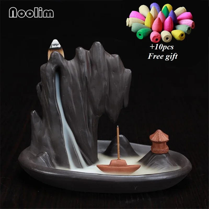 Mountain Waterfall Backflow Incense Burner Creative Incense Stick Holder Ceramic Zen Buddhist