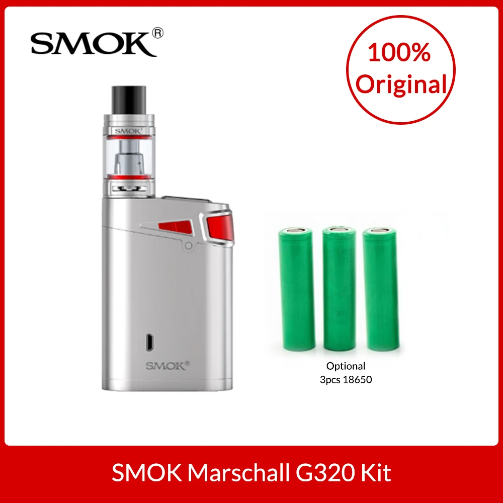 Original SMOK Marshal G320 Kit 320W with V8 Big Baby Tank 5ml + V8 Baby Coils + 18650 Batteries For Electronic Cigarette vape