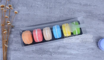 

Tranparent PVC Window Macaron Chocolate packaging boxes Transparent Drawer Type 6 Macaron Box 50pcs/Lot
