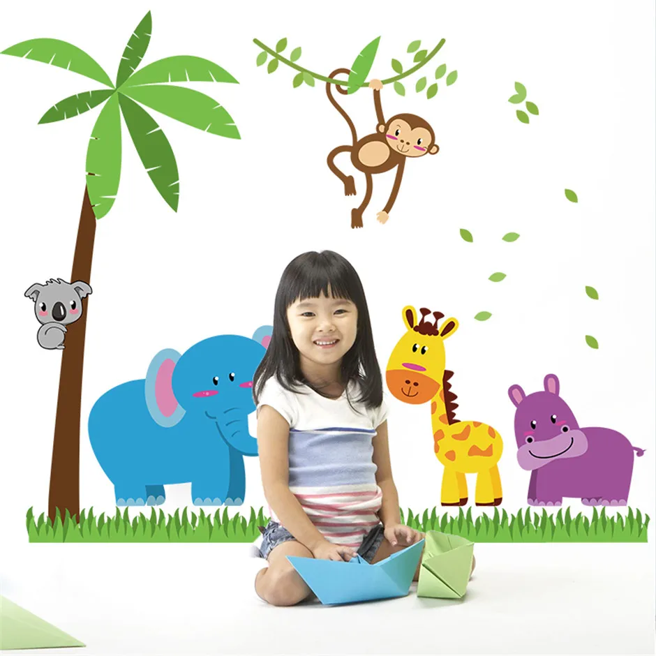 Removable Zoo Animals Kids Wall Stickers Hot Sells Wall Decals Home