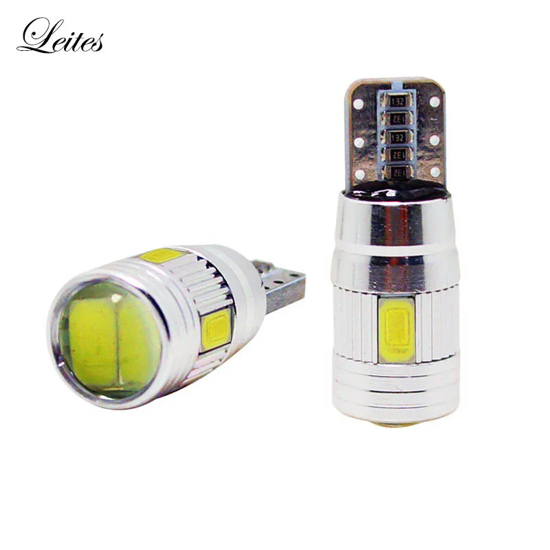 

Leites 100pcs T10 led bulb W5W 5630 6Led Car Led Light CANBUS 6SMD 5730 t10 silicone w5w Turn light Reverse License Plate