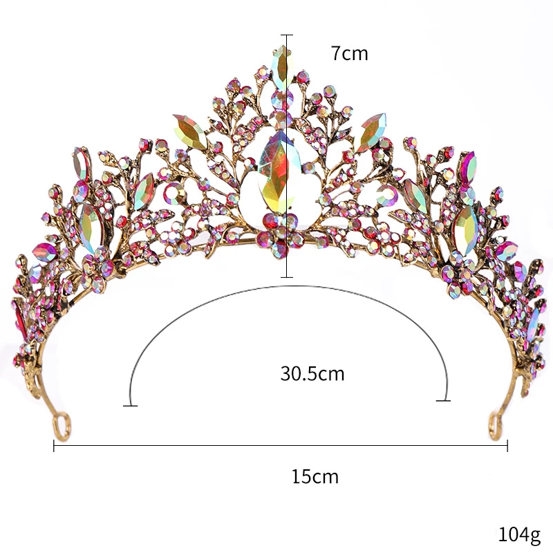 Винтажная красочная кристальная Тиара для невесты, аксессуары для волос, свадебная кристальная тиара, повязка на голову, корона и головной убор невесты