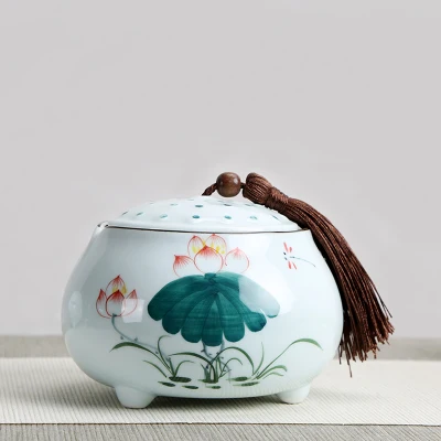 B Ручная роспись Керамика украшения чайник Celadon герметичные Джар хранения pu'er чайник Чай дом - Цвет: B