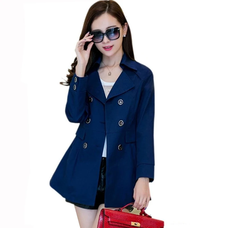 

Trench Coat Women Spring Autumn Double-breasted Windbreaker Sobretudo Feminino Plus Size Women Clothes Outerwear Casual Tops 801