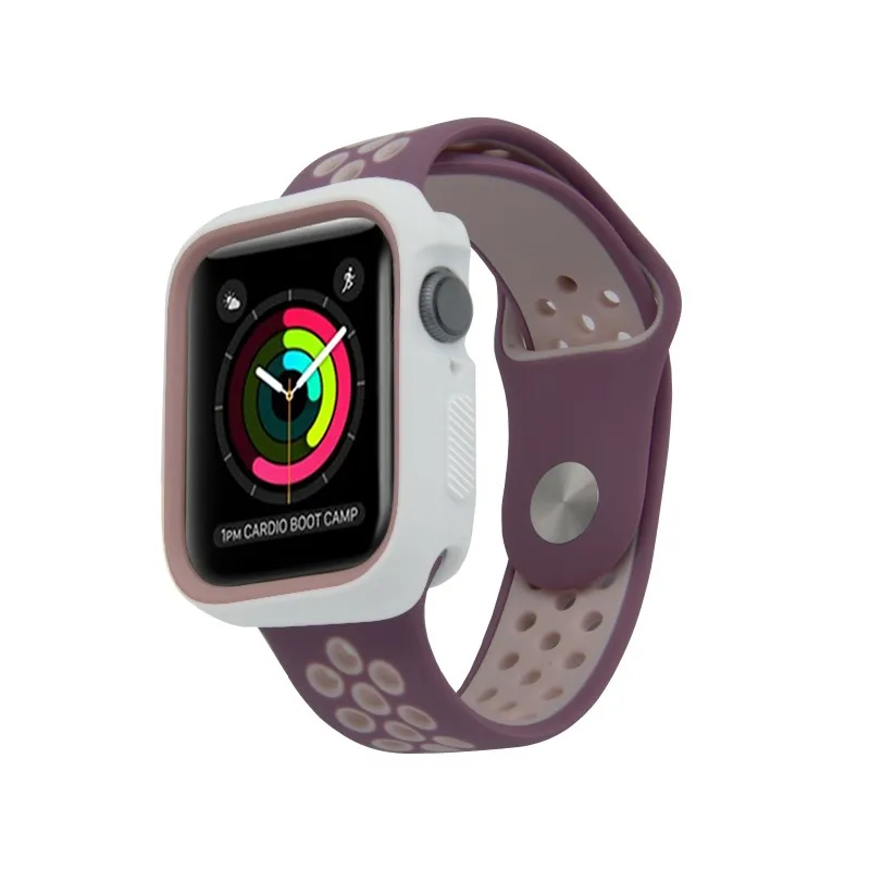 Двойной цвет Защитный силиконовый чехол для Apple Watch Series 4 Чехол iWatch мм 40 44