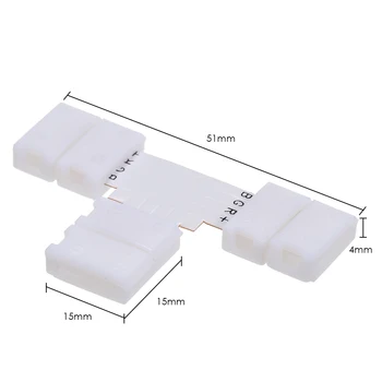 

T Shape 4 Pins RGB LED Strip Connector Quick Splitter 10 Pack White 53 * 33 * 4mm
