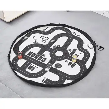 

Toys Play Mat Highway Track Print Playmats for Kid Child Climbing Blanket Racing Games Carpet Hanging Bag