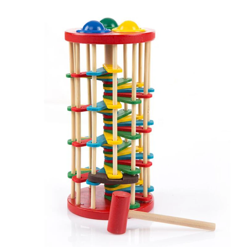 

Wooden Toy Batting Ladder Hand Knocking Ball Early Education Math Early Education Color Toy Child Baby Baby
