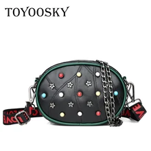 TOYOOSKY высокое качество сумки через плечо для женщин заклепки цепи сумка Элитный бренд Модные из искусственной кожи груди женская сумочка