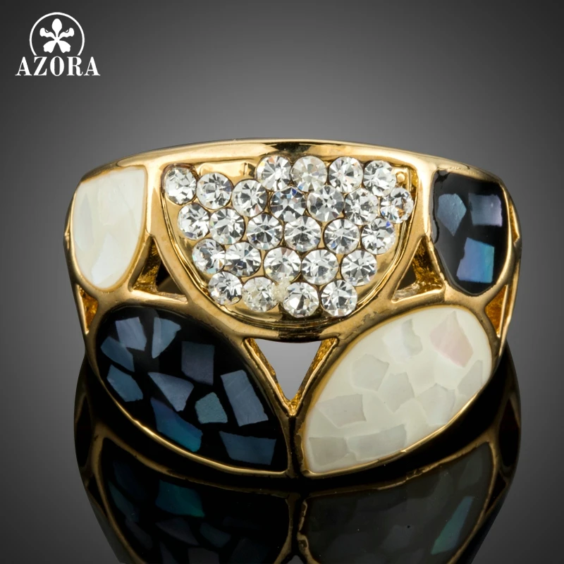 

AZORA Semicircle Pattern Design Party Jewelry Cocktail Ring Accesorios Fashion Jewelry for Women Gold Color Finger Rings TR0190