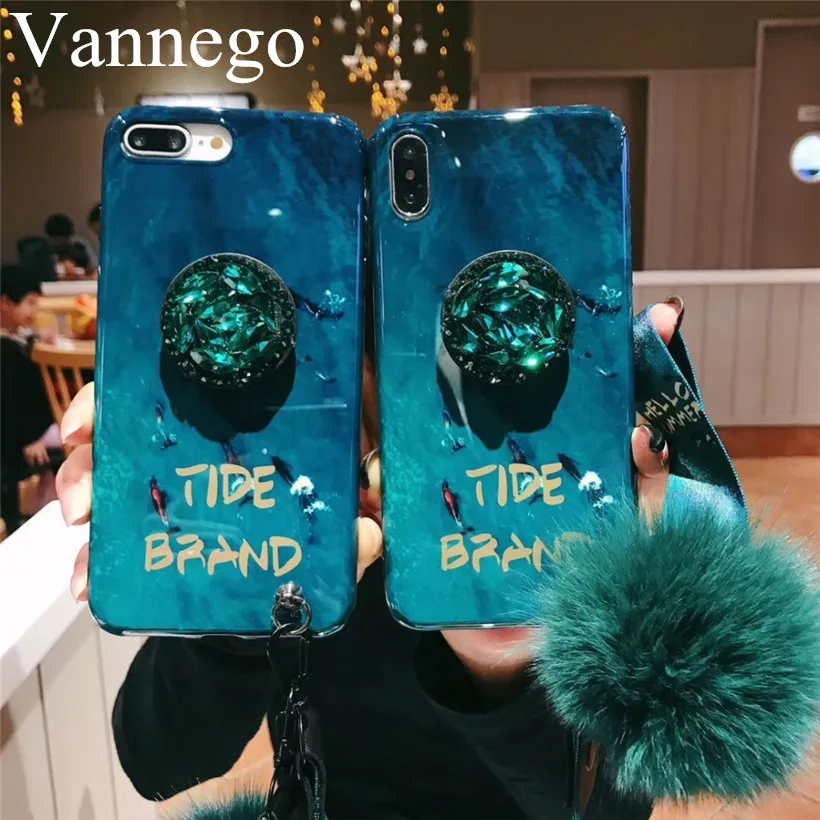

retro Emerald gem style case for Samsung Galaxy S9 S9 plus S8 S7 Note 9 note 8 hot soft tpu cover coque strap stand holder cases