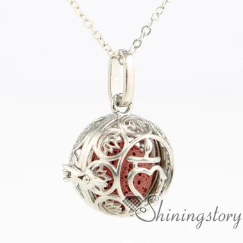 

flower ball metal volcanic stone aromatherapy inhaler necklace with charms heart shaped locket necklace aromatherapy pendants wh