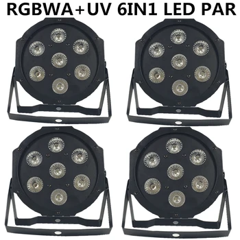 

4pcs/ RGBWA+UV led Par light dmx512 control rgbwa+uv 6in1 par led disco lights professional dj equipment 100% new