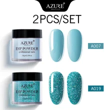 Лазурный красота 2 шт./лот окунания порошок Блестки для нейл Арта(искусство украшения ногтей) порошок Набор Блестящий Сияющий градиент цвета ногтей Dip порошок наборы