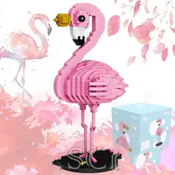 730 шт. микро дрель маленькие частицы строительные блоки розовый сборка нано блок игрушка Мультфильм Птица Фламинго Девочка Сердце друг