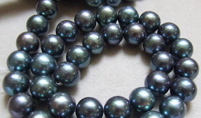 

huij 00561 11-12mm Black Round Freshwater Pearls