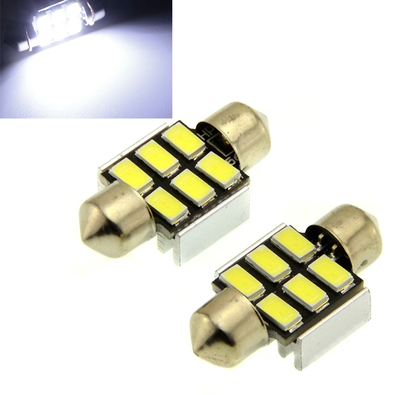 10X CAN шина плафон 31 мм Festoon 6 SMD 5630 Светодиодный canbus лампа для чтения автомобиля