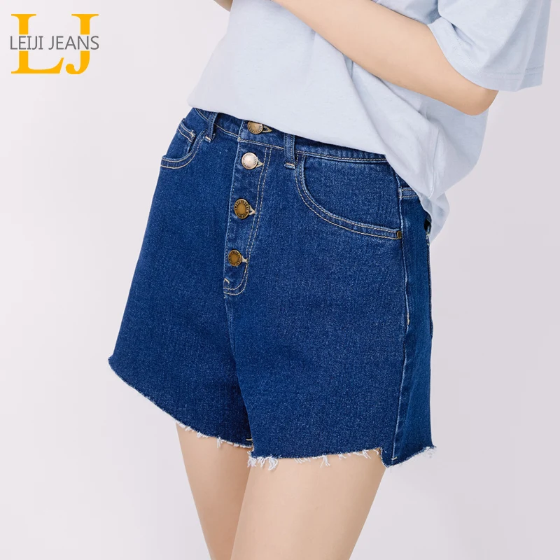 LEIJIJEANS/Новинка летние свободные джинсовые шорты с высокой талией четыре