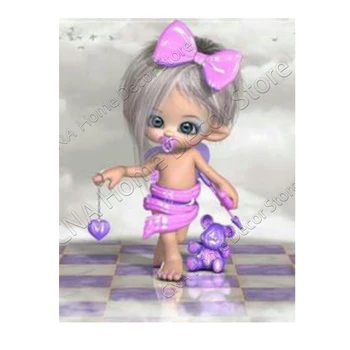 

RM00024 Diy diamond drawing cute girl diamond cross stitch crystal square diamond sets unfinish decorative Diamond embroidery