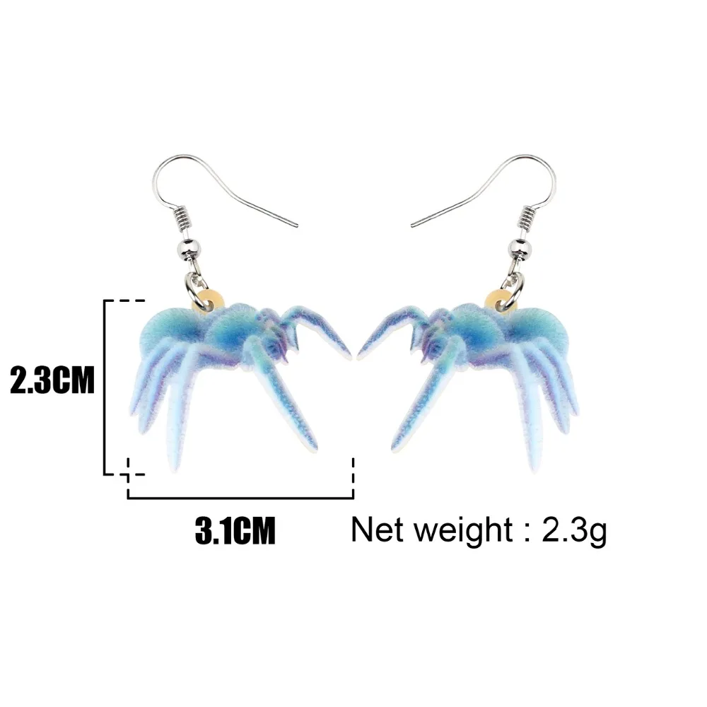 Bonsny акриловые Хэллоуин синий паук серьги-подвески в форме капли Модные животные ювелирные изделия для женщин девушек вечерние украшения