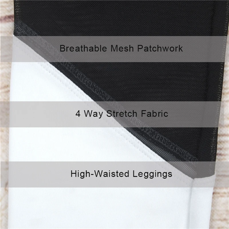 Black White Mesh Leggings Fitness Women Activewear Leggings Gyming Breathable Bodybuilding Pants female Legging Dropshipping