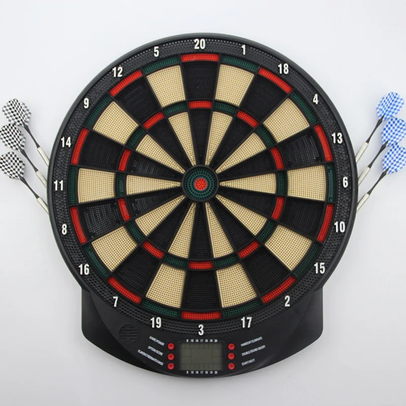 

15 Inch Electronic Darts Board Set LCD Display Automatic Score Dart Plate Scoring Board With Voice 27 Games With 6pc Soft Darts